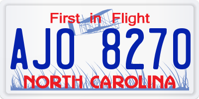 NC license plate AJO8270