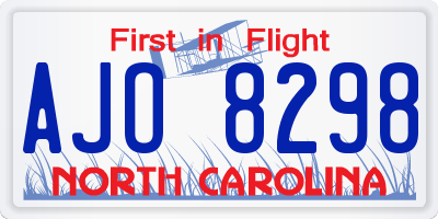 NC license plate AJO8298