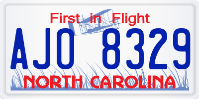 NC license plate AJO8329