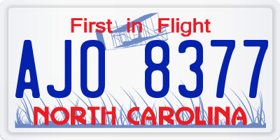 NC license plate AJO8377