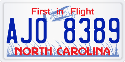 NC license plate AJO8389
