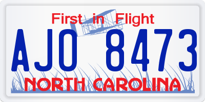 NC license plate AJO8473