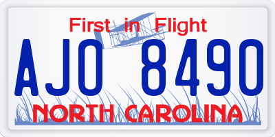 NC license plate AJO8490