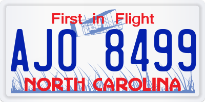 NC license plate AJO8499