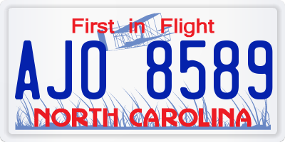 NC license plate AJO8589