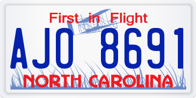 NC license plate AJO8691