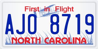 NC license plate AJO8719