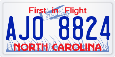 NC license plate AJO8824