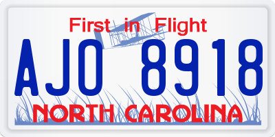 NC license plate AJO8918