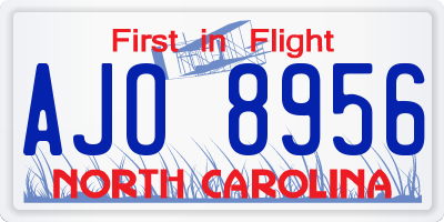 NC license plate AJO8956