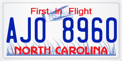 NC license plate AJO8960