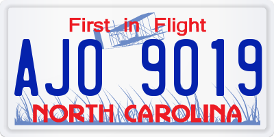 NC license plate AJO9019
