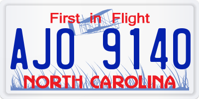 NC license plate AJO9140