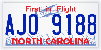 NC license plate AJO9188