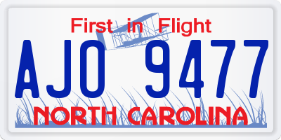 NC license plate AJO9477