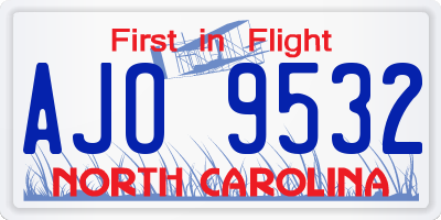 NC license plate AJO9532