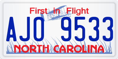 NC license plate AJO9533