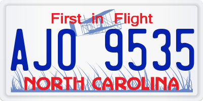 NC license plate AJO9535