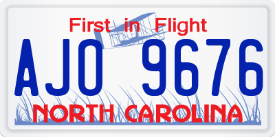 NC license plate AJO9676