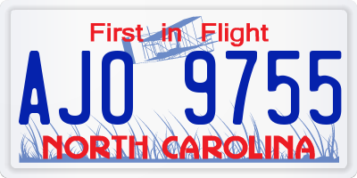 NC license plate AJO9755