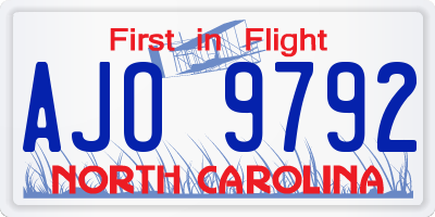NC license plate AJO9792