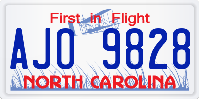 NC license plate AJO9828