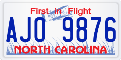 NC license plate AJO9876