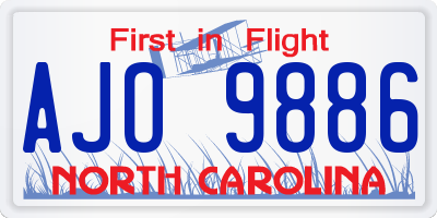 NC license plate AJO9886