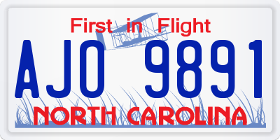 NC license plate AJO9891