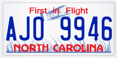 NC license plate AJO9946