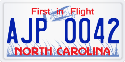 NC license plate AJP0042