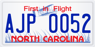 NC license plate AJP0052