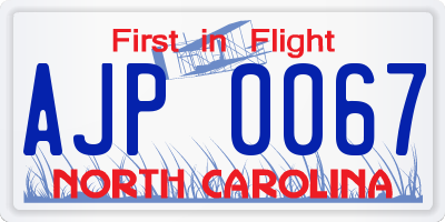 NC license plate AJP0067