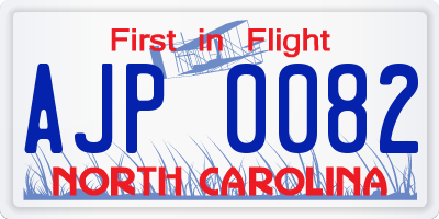 NC license plate AJP0082