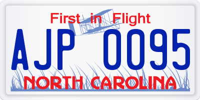 NC license plate AJP0095