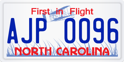 NC license plate AJP0096