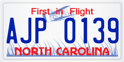 NC license plate AJP0139