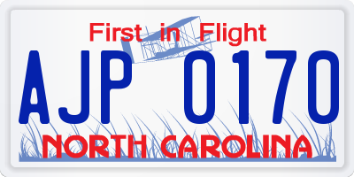 NC license plate AJP0170
