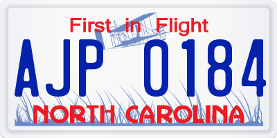 NC license plate AJP0184