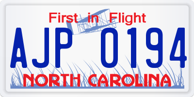 NC license plate AJP0194