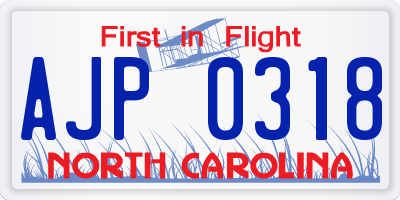 NC license plate AJP0318