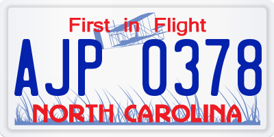 NC license plate AJP0378