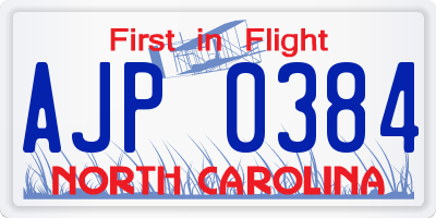 NC license plate AJP0384