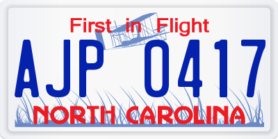NC license plate AJP0417