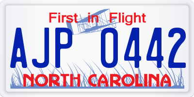 NC license plate AJP0442