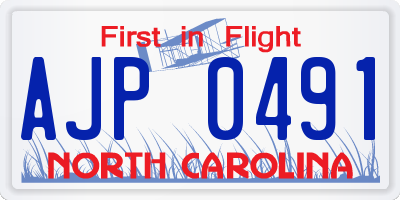 NC license plate AJP0491