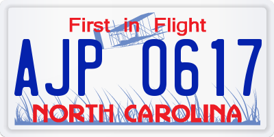 NC license plate AJP0617