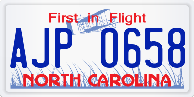 NC license plate AJP0658