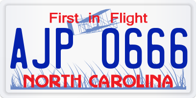 NC license plate AJP0666