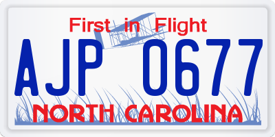 NC license plate AJP0677